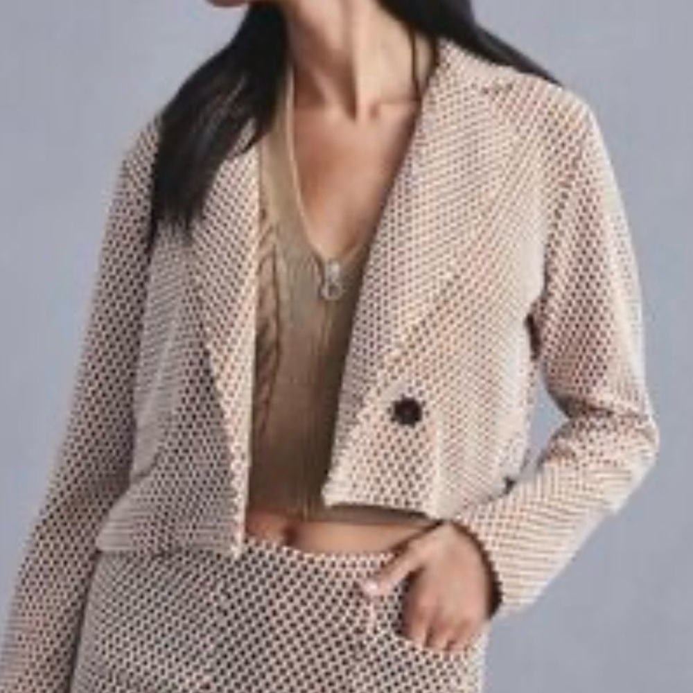 MAEVE by ANTHROPOLOGIE Geometric Cropped Knit Blazer